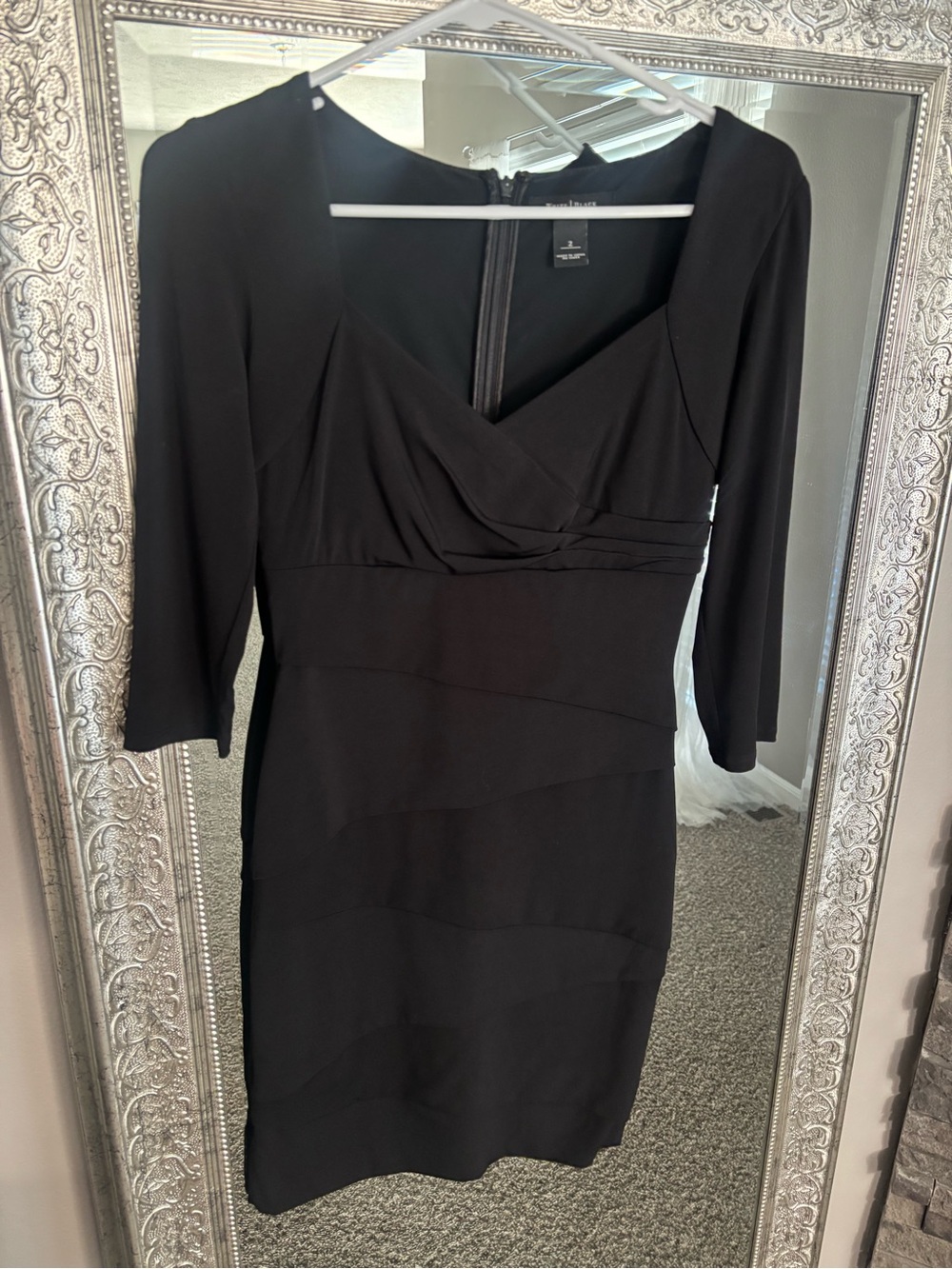 White House Black Market Black Long-Sleeve Sheath Dress